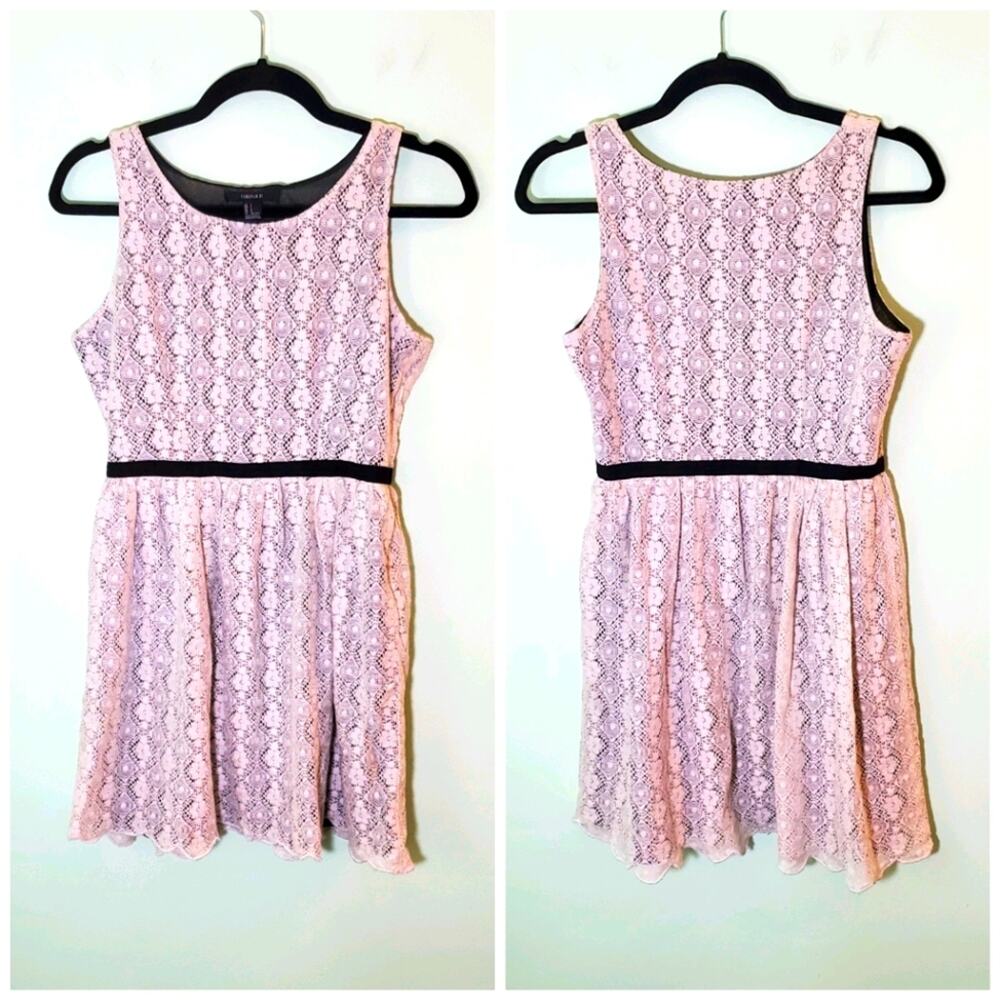 Forever 21 Delicate Twee Coquette Floral Cream Lace Boho Mini Dress - Small